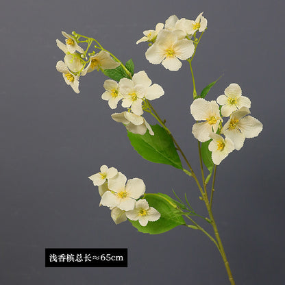 Single Stem 5-Headed Spring Harmony Hydrangea - Perfectly Realistic Faux Floral for Weddings and Rustic Photography Decor