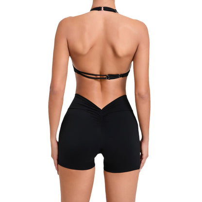 Summer Adjustable Quick Dry Tight Fitting Yoga Set with Beautiful Back Design Fitness Outfit for Running and Workouts