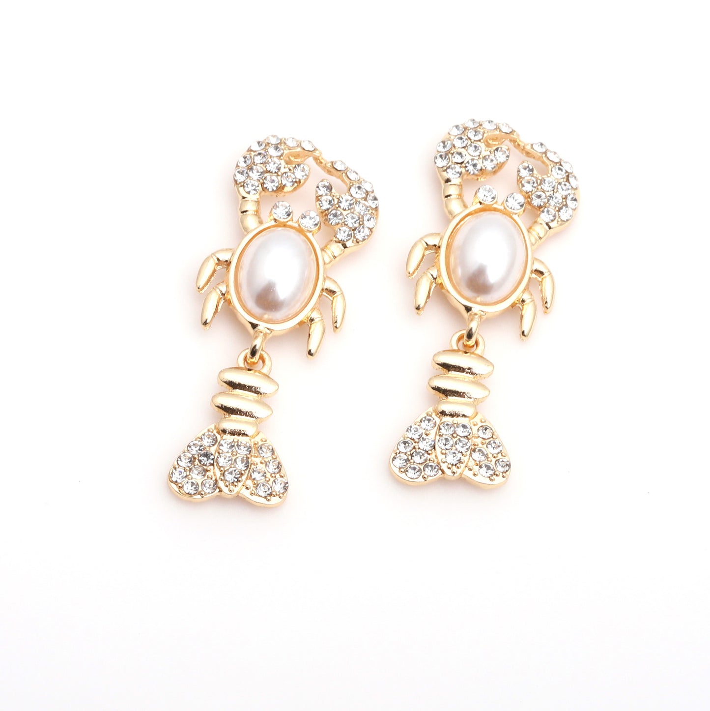 Unique Rhinestone Shrimp Earrings - Trendy Animal Jewelry for Bold Fashion Statements!