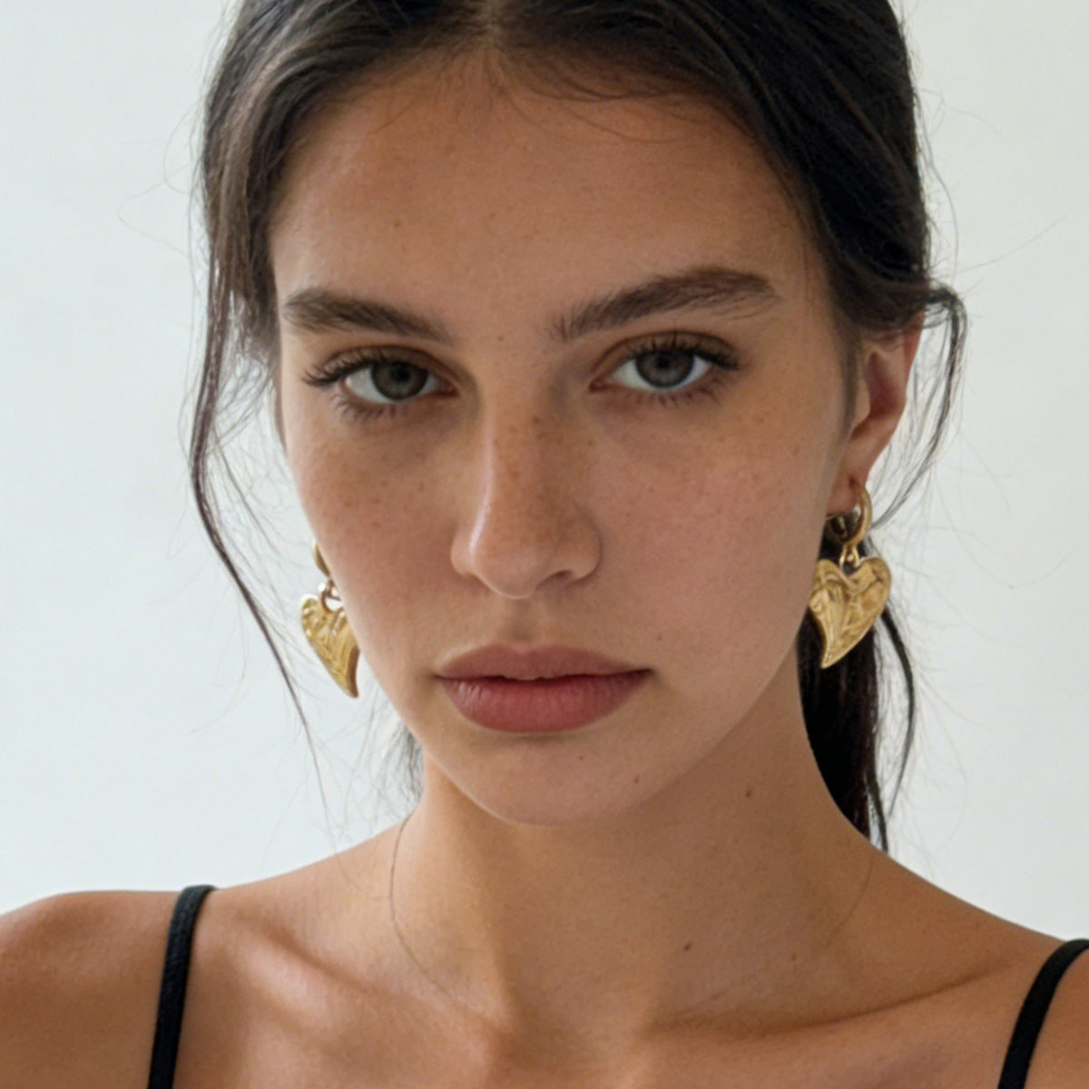 Chic & Elegant Heart-Shaped Alloy Earrings with Unique Textured Finish – Versatile Daily Accessory for Women