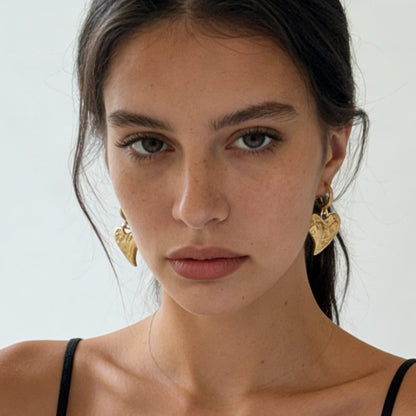 Chic & Elegant Heart-Shaped Alloy Earrings with Unique Textured Finish – Versatile Daily Accessory for Women