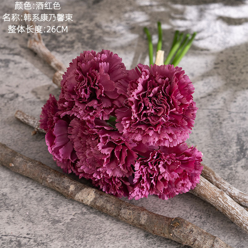 Stunning Mother’s Day Carnation Bouquet - Realistic Artificial Flowers for Home Decor, Weddings, and Special Events | DY1-402 Elegant Handheld Floral Arrangement