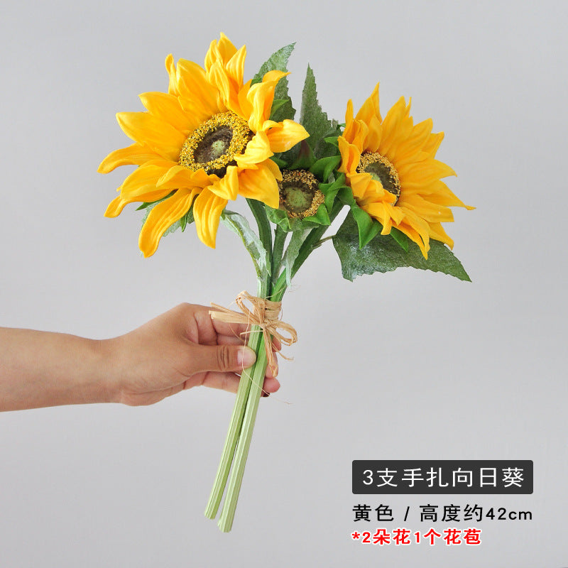 Realistic Faux Sunflower Bouquet - Perfect for Home Décor, Wedding Celebrations, and Photography Props - Durable PU Artificial Sunflowers