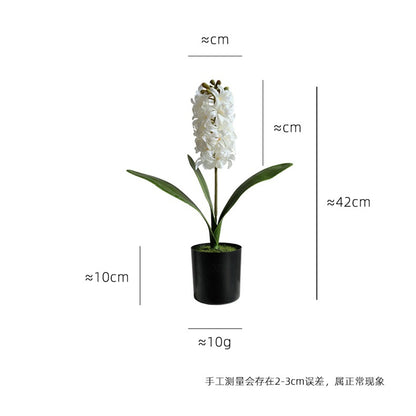 Realistic Hyacinth Potted Artificial Flower Decor - Perfect for Home and Office Display, Beautifully Crafted Faux Floral Arrangement for Table Centerpieces