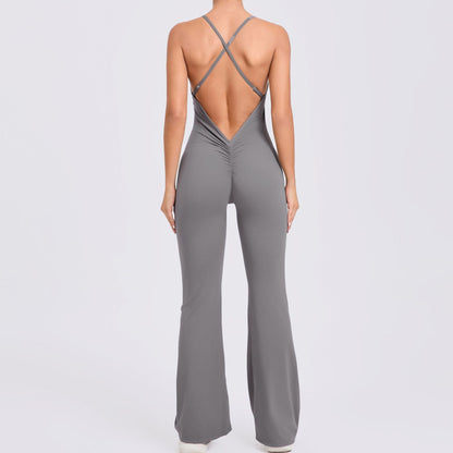 Adjustable Strap Spandex Yoga Jumpsuit with Hollow Design Sculpting Bodysuit for Enhanced Curves Comfort in Fitness Activities