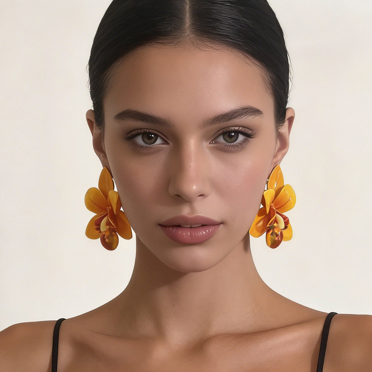 Bohemian Chic Oversized Minimalist Dripping Oil Unique Fabric Flower Stud Earrings – Versatile Vacation Accessories for Women