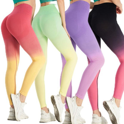 Seamless Gradient Peach Yoga Pants for Women High Waisted Outdoor Tight Fit Leggings for Comfort and Style in Your Workout