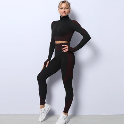 Quick Dry Long Sleeve Seamless Yoga Set Fitness Yoga Top and Breathable Leggings for Comfort and Flexibility