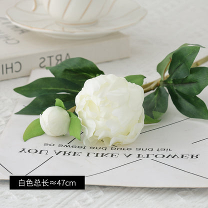 Stunning Double-Head Peony Soap Flower Bouquet - Realistic White Silk Flowers for Elegant Dining Room DIY Decor