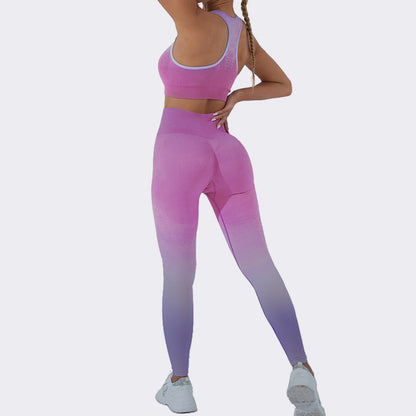 Women's Gradient Yoga Outfit Set for Fall Gym Workouts Yoga Sessions