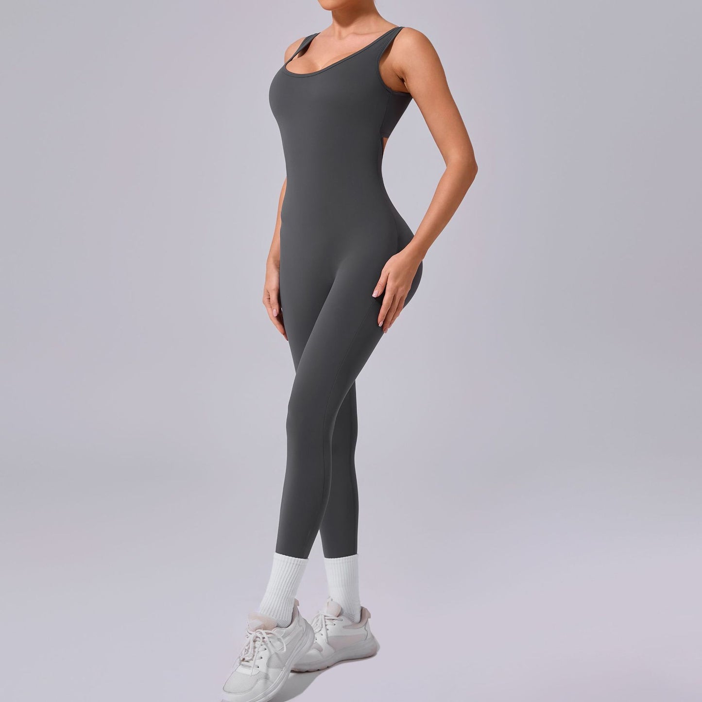 Sleeveless V Waist High Rise Slimming Bodysuit Sculpting Yoga and Outdoor Running Suit for Elevated Fitness Performance