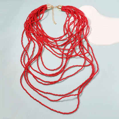 Bohemian-Inspired Multi-Layered Long Necklace with Intricate Design - Versatile Casual Accessory for Women
