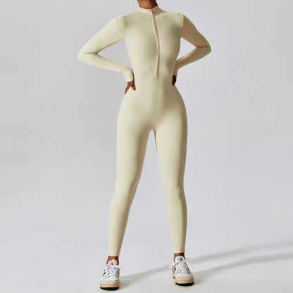 High Performance Long Sleeve Zip Up Yoga Bodysuit for Intense Fitness Workouts Comfortable Spandex Jumpsuit 8306