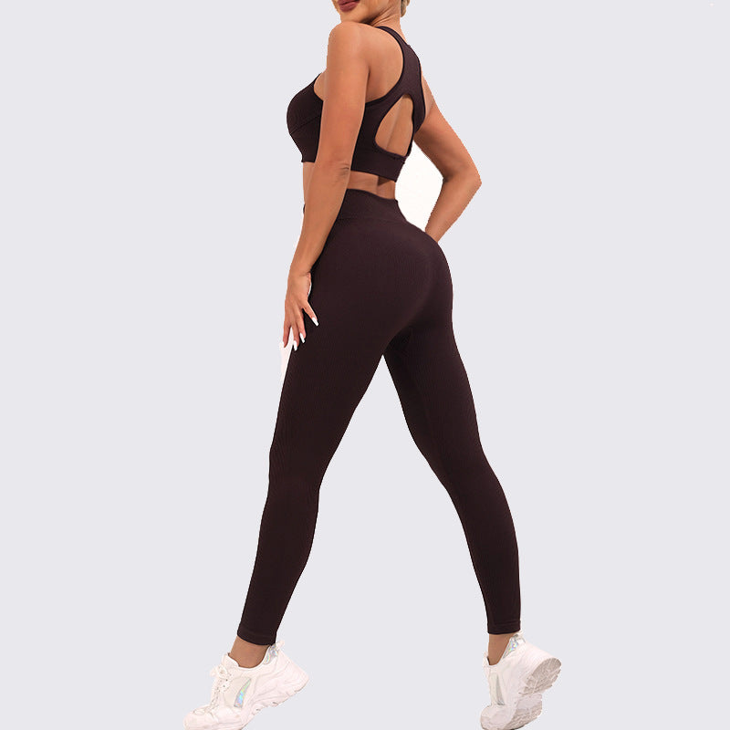 High Waisted Ribbed Yoga Set for Women Quick Dry Supportive Butt Lifting Fitness Outfit for Comfort and Performance