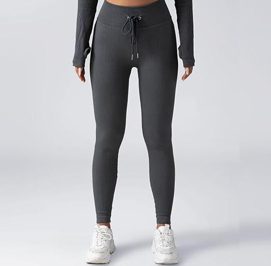 Chic Solid Color Zip Up Long Sleeve Fitness Set with Drawstring High Elastic Slim Fit Yoga Pants for Women for Fashionable Workouts and Daily Wear