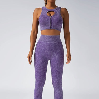 Seamless High Waisted Peachy Yoga Set for Women Zippered Sportswear with Matching Sports Bra Leggings for Comfort and Performance