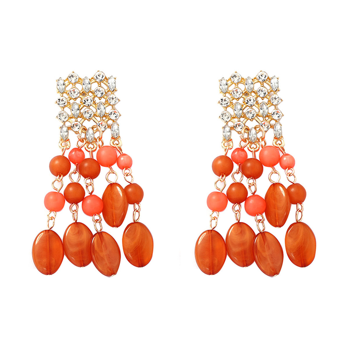 Elegant Resin  Shaped Tassel Necklace and Earring Set - Versatile and Chic Jewelry for Women