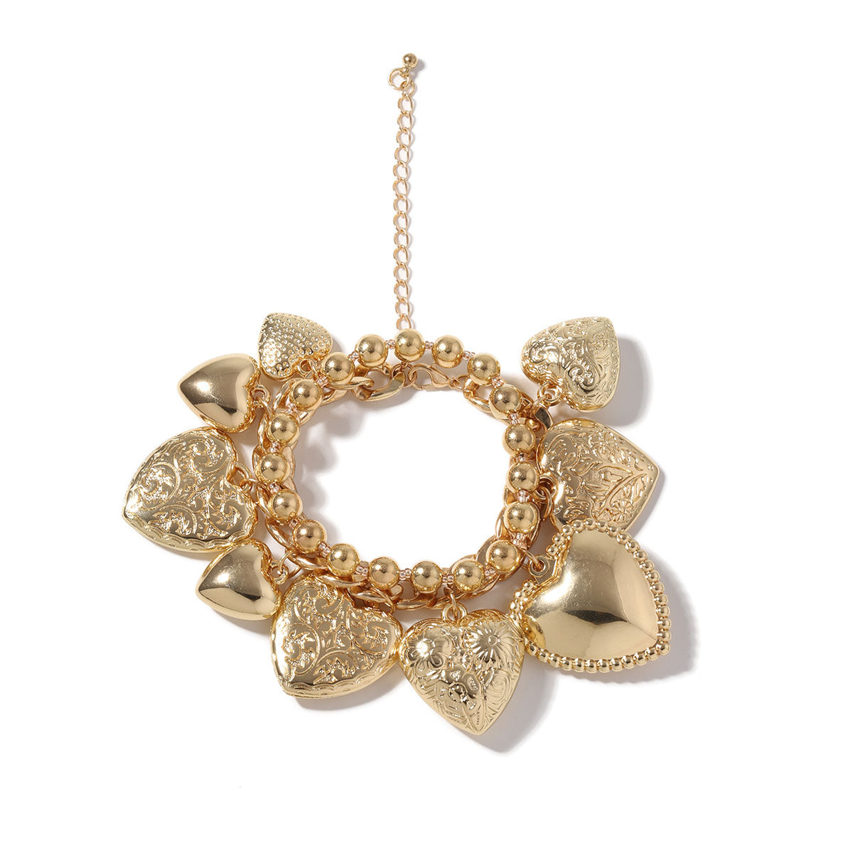 Stylish Hip-Hop Punk Layered Heart Pendant Bracelet - Versatile Double Chain Design for Trendy Women