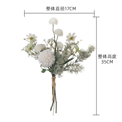 Frosted Bird Home Décor: Stunning Faux Rose Bouquet for Weddings – Elegant Wall Decoration – INS-Style Realistic Flowers CF01107