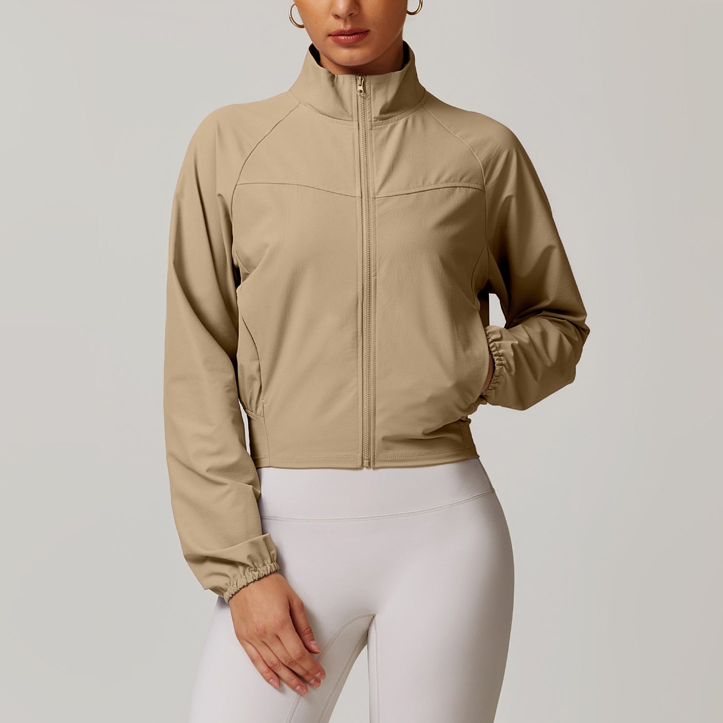 Lightweight Quick Dry Women's Sports Jacket Long Sleeve Windproof Outdoor Running and Yoga Wear for Fitness Enthusiasts and Active Lifestyles Model 8945