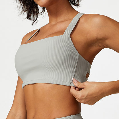 3D Textured Sports Bra with Cross Back for Support Yoga and Fitness Wear