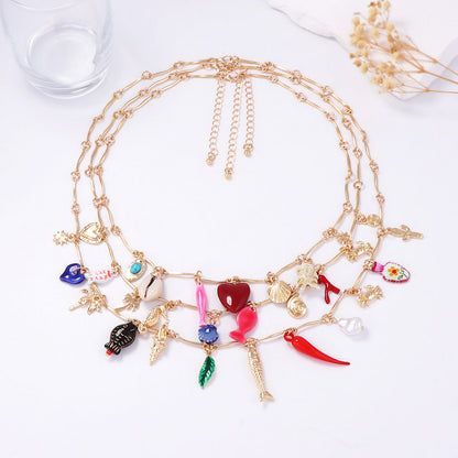 Charming Ocean-Inspired Layered Necklaces for Women – Adorable Fish, Heart, and Geometric Pendants Perfect for Vacation & Casual Wear