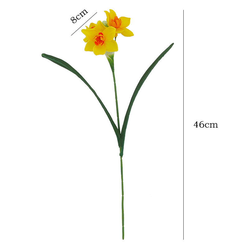 Realistic Scandinavian Style Faux Daffodil for Indoor Dining Table Décor – Single Stem Silk Flower in Charming Rustic Design