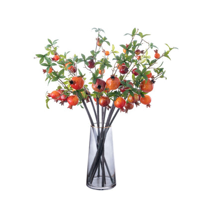 Realistic Four-Head Pomegranate Branch - Stunning INS-Style Artificial Flower for Home Decor, Wedding Celebrations, and Event Arrangements - Model MW10889