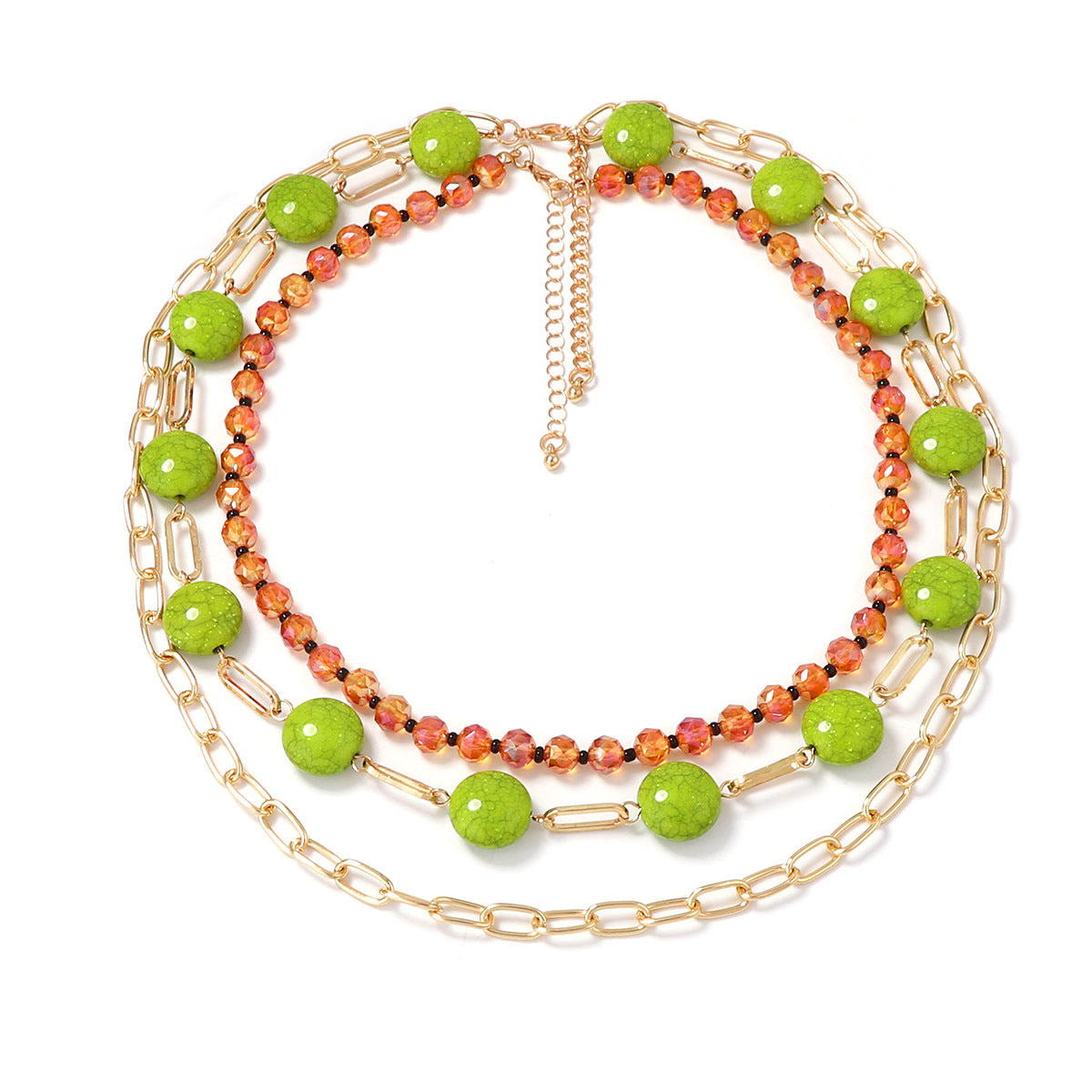 Trendy Minimalist Geometric Beaded Layered Chain Necklace for Women – Versatile Everyday Accessory Perfect for Casual Outfits