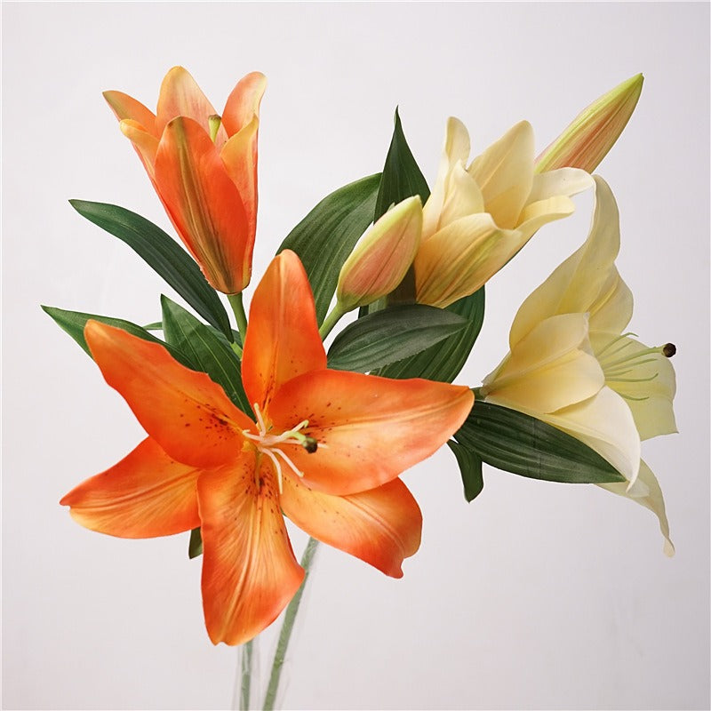 Luxurious Hand-feel Moisture-retaining Large Lily Faux Flower Arrangement – Perfect for Home Decor, Bouquets, Window Display, Event Styling, and Wedding Floral Art