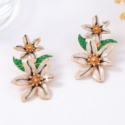 Stunning  Creative Flower Drop Oil Alloy Earrings - Versatile Floral Design for Every Occasion