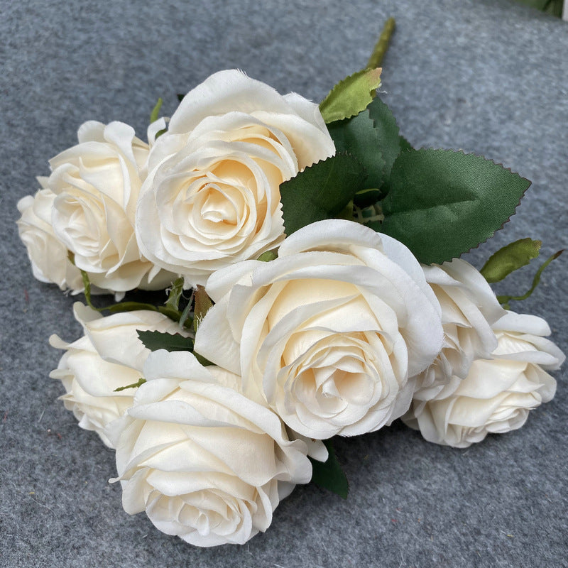 Stunning Realistic Multi-Head Artificial Rose Bouquet for Wedding Decorations, Photography Props, and Event Decor - Perfect for Bridal Arrangements