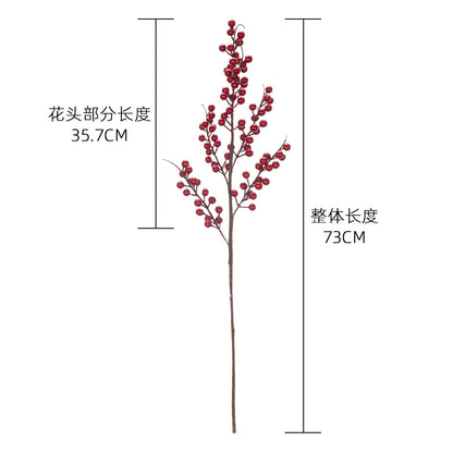 6-Head Simulated Red Winterberry Decoration - Elegant Faux Floral Arrangement for Home Décor and Wedding Events | MW61209