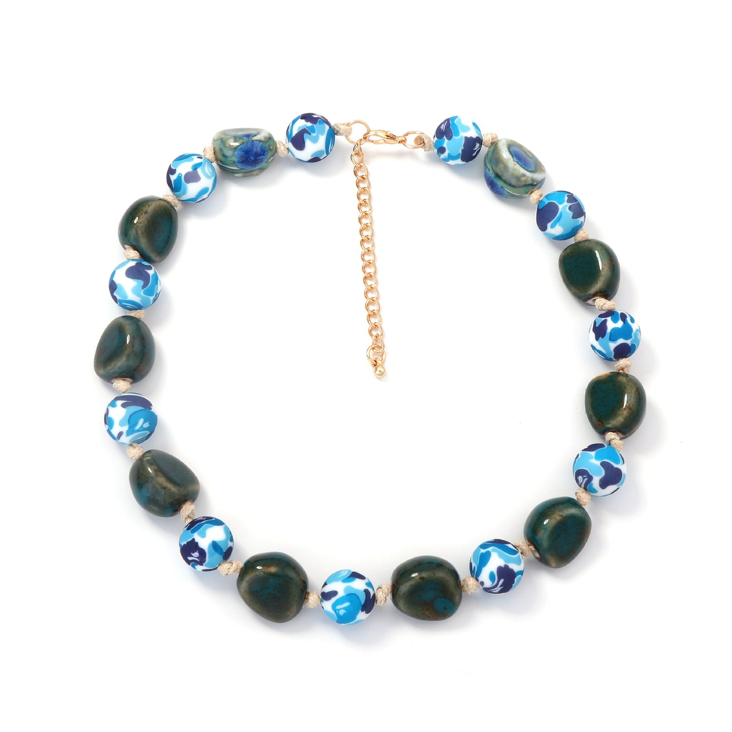 Unique and Stylish Irregular Geometric Ceramic Bead Necklace for Women – Perfectly Versatile for Any Outfit!