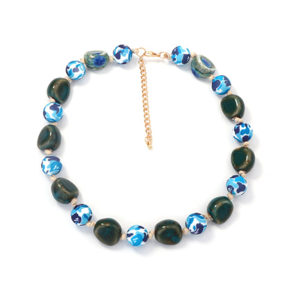 Unique and Stylish Irregular Geometric Ceramic Bead Necklace for Women – Perfectly Versatile for Any Outfit!