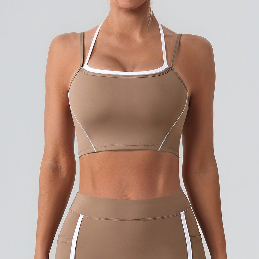 Adjustable Two in One Halter Neck Yoga Top for High Intensity Running and Fitness Workouts and Supportive Athletic Bra