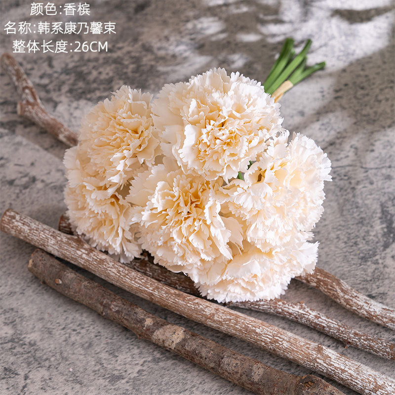 Stunning Mother’s Day Carnation Bouquet - Realistic Artificial Flowers for Home Decor, Weddings, and Special Events | DY1-402 Elegant Handheld Floral Arrangement