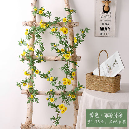 Realistic Faux Daisy and Sunflower Vine Decoration - Perfect for Weddings, Background Walls, and Window Displays!