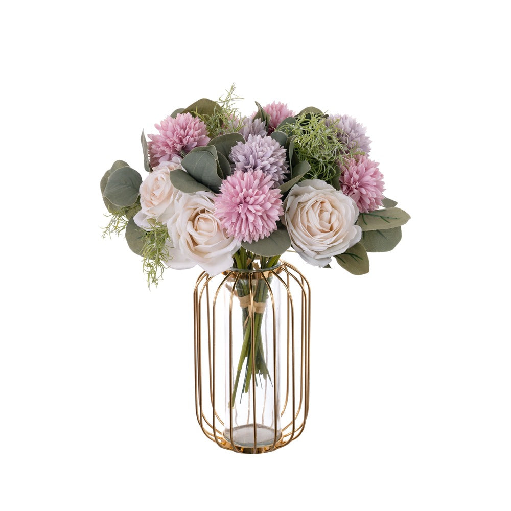 Elegant Artificial Wedding Bouquet - Realistic Rose Floral Arrangement for Home Décor | INS Style Greenery | YC1001