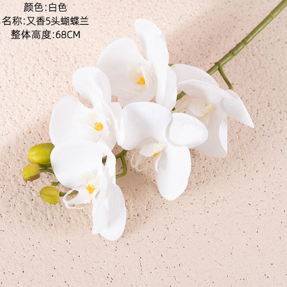 Elegant Artificial Orchid Bouquet - 5-Head Faux Butterfly Orchids for Home Decor and Wedding Celebrations - CL09002