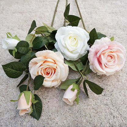 Stunning Single-Stem 2-Head Ophelia Roses - Realistic Faux Flowers for Weddings, Home Décor, and Photography Decor