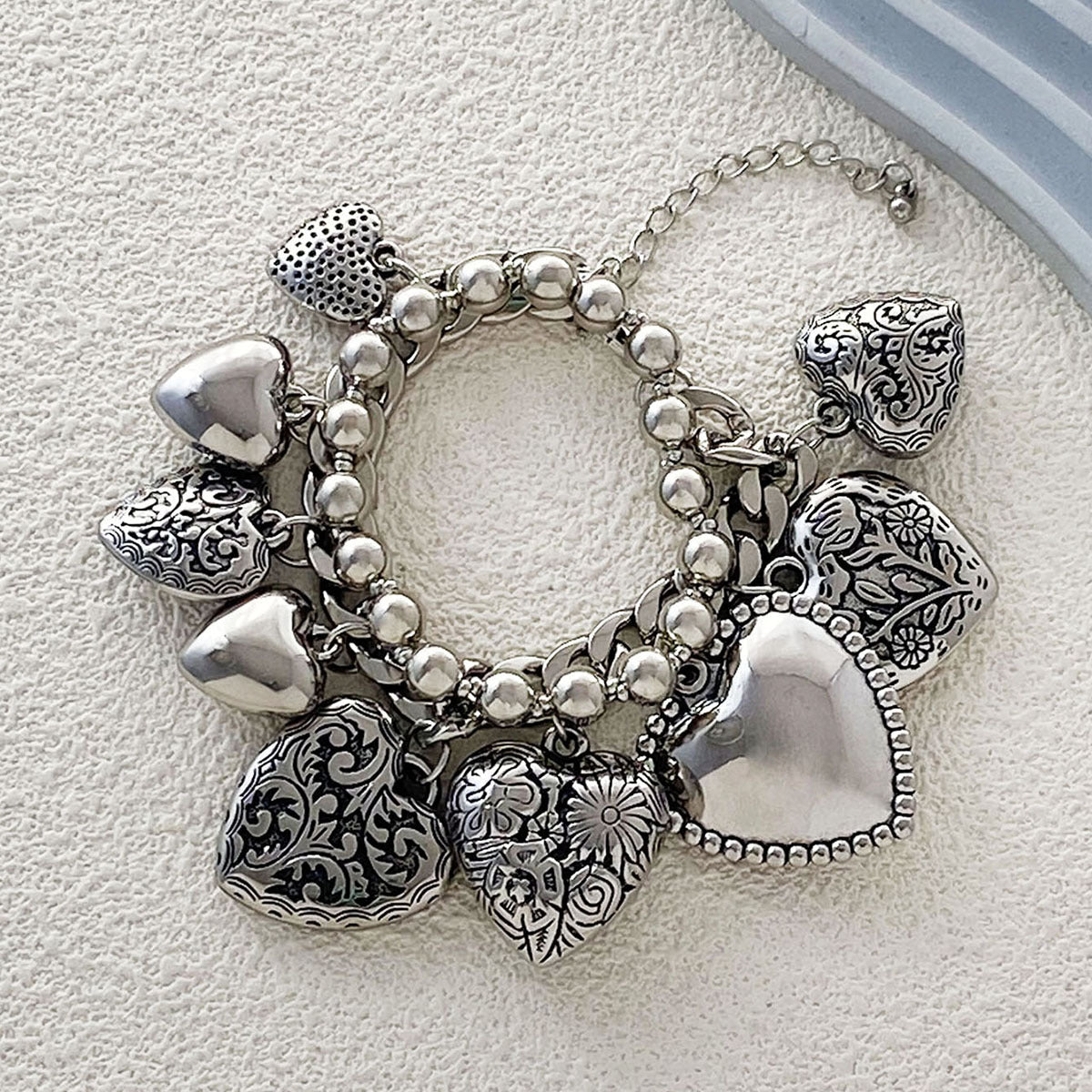 Stylish Hip-Hop Punk Layered Heart Pendant Bracelet - Versatile Double Chain Design for Trendy Women