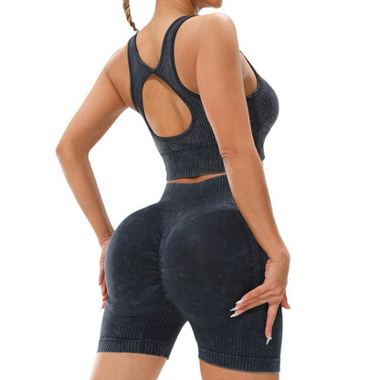 Summer Seamless Matte Washable Sports Bra High Waisted Butt Lifting Shorts Set for Women 2 Piece Yoga Outfit for and Performance