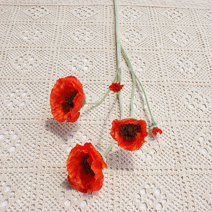 Realistic 5-Head Poppy Artificial Flowers for Home Decor, Wedding Backdrops, Photography Props - Beautiful Silk Floral Arrangements for Lasting Elegance