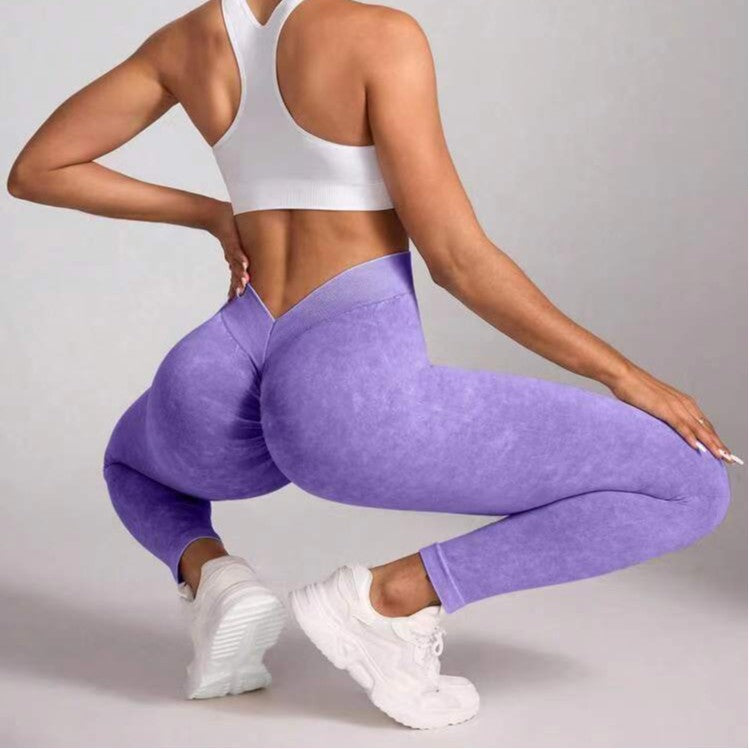 12 Color Matte Washable High Waisted V Shaped Ribbed Yoga Pants for Outdoor Sports Boost Your and Sculpt Your Abs with High Elasticity Fitness Leggings