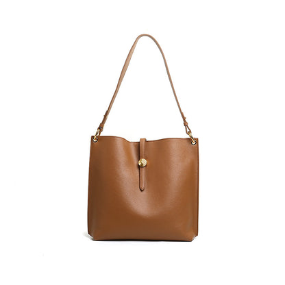 Elegant Women's Autumn Large Capacity Mother and Child Bag Unique Design Genuine Leather Shoulder and Handheld Bucket Bag for Fashion Forward Women