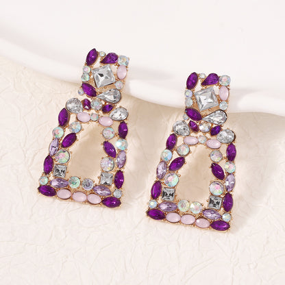 Chic Geometric Square Crystal-Embellished Earrings - Versatile and Unique Accessories for Every Occasion