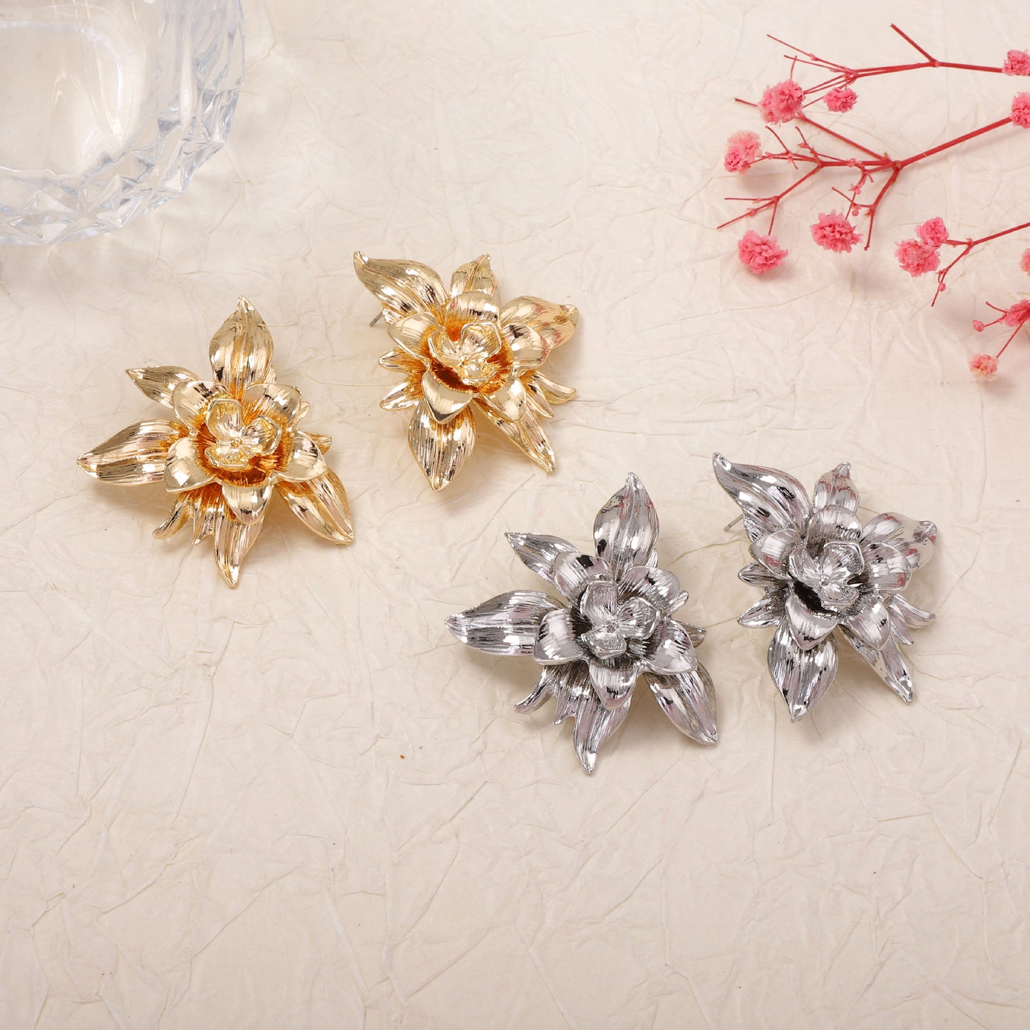 Chic Oversized 3D Floral Earrings - Versatile Statement Jewelry for Women, Perfect for Work and Everyday Elegance