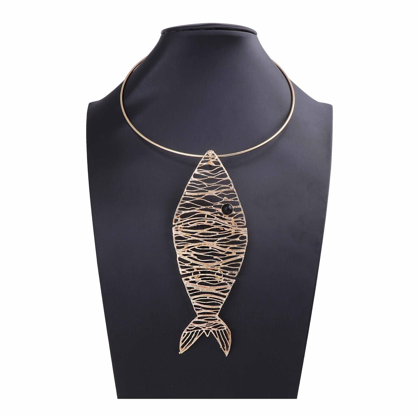 Exaggerated Minimalist Animal Fish-shaped Hollow Pendant Necklace - Versatile Alloy Choker for Women, Perfect for Any Outfit!