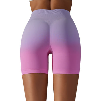 Seamless High Waisted Compression Shorts with High Stretch Gradient Peach Butt Lift Design for Yoga Gym and Everyday Wear